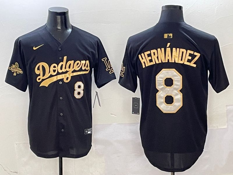 Men Los Angeles Dodgers #8 Hernandez Black Gold Game Nike 2025 MLB Jersey style 5